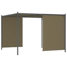 Vidaxl Vrtna pergola z zložljivo streho 3x3 m taupe 180 g/m2