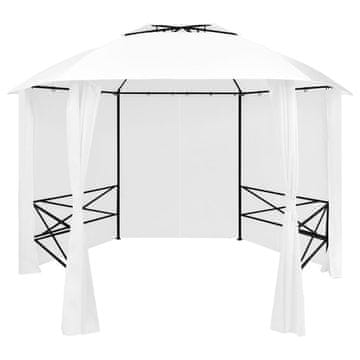 Vidaxl Vrtni šotor z zavesami 360x312x265 cm bel 180 g/m²
