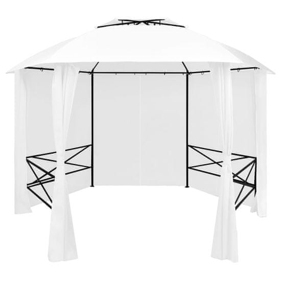 Vidaxl Vrtni šotor/paviljon z zavesami šestkoten 360x265 cm