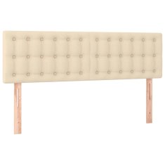 Vidaxl Box spring postelja z vzmetnico krem 140x200 cm blago