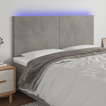 Vidaxl vidaXL Vzglavje z LED svetlo sivo 180x5x118/128 cm žametno