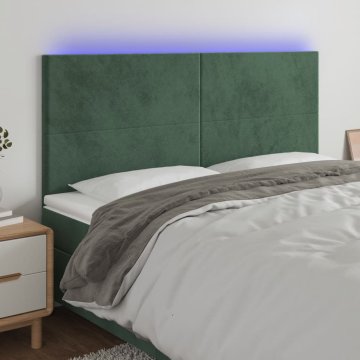 Vidaxl vidaXL Vzglavje postelje z LED diodo temno zeleno 200x5x118/128 cm
