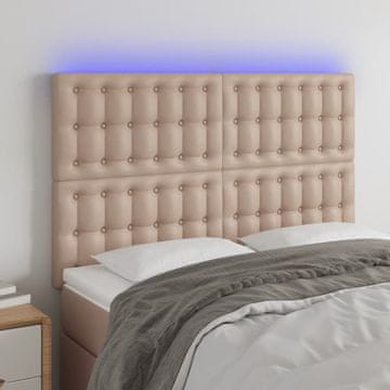 Vidaxl vidaXL Vzglavje za posteljo, kapučino, 144x5x118/128 cm, umetno usnje