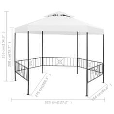 Vidaxl Vrtni paviljon 323x275x265 cm bel 180 g/m2