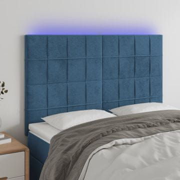Vidaxl vidaXL Vzglavje postelje z LED diodo temno modro 144x5x118/128 cm