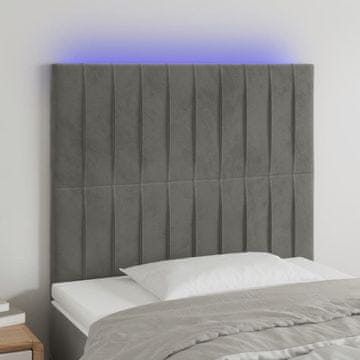 Vidaxl vidaXL Vzglavje postelje z LED svetlo sivo 90x5x118/128 cm žamet