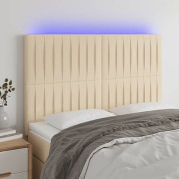 Vidaxl vidaXL Vzglavje postelje z LED zaslonom, kremno, 144x5x118/128 cm, blago