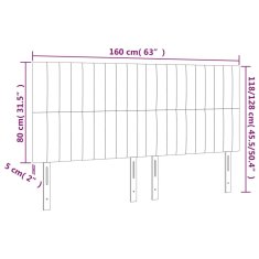Vidaxl LED posteljno vzglavje temno sivo 160x5x118/128 cm žamet