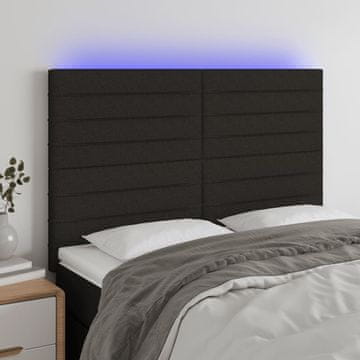 Vidaxl vidaXL Vzglavje postelje z LED diodo črno 144x5x118/128 cm blago