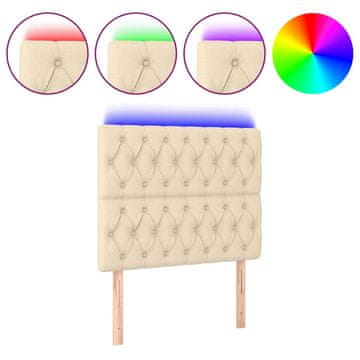 Vidaxl LED posteljno vzglavje krem 100x7x118/128 cm blago