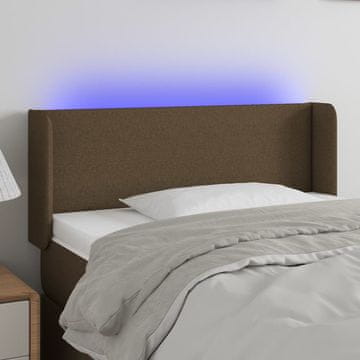 Vidaxl vidaXL Vzglavje postelje z LED diodo temno rjavo 103x16x78/88 cm blago
