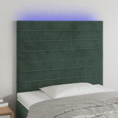 Vidaxl LED posteljno vzglavje temno zeleno 100x5x118/128 cm žamet