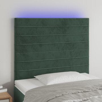 Vidaxl vidaXL Vzglavje postelje z LED diodo temno zeleno 100x5x118/128 cm