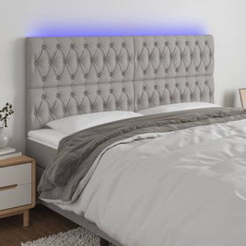 Vidaxl vidaXL Vzglavje postelje z LED svetlo sivo 200x7x118/128 cm blago