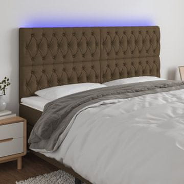 Vidaxl vidaXL Vzglavje postelje z LED diodo temno rjavo 180x7x118/128 cm blago