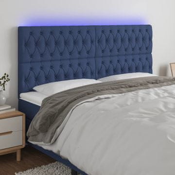 Vidaxl vidaXL Vzglavje postelje z LED modro 180x7x118/128 cm blago