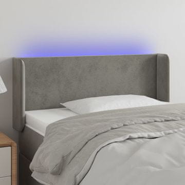 Vidaxl vidaXL Vzglavje postelje z LED svetlo sivo 83x16x78/88 cm žamet