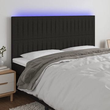 Vidaxl vidaXL Vzglavje postelje z LED diodo črno 180x5x118/128 cm blago