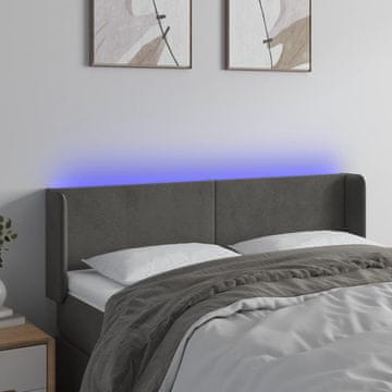 Vidaxl vidaXL Vzglavje postelje z LED diodo temno sivo 147x16x78/88 cm žamet
