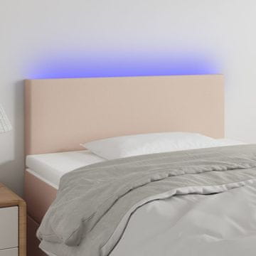 Vidaxl vidaXL LED vzglavje postelje, kapučino, 80x5x78/88 cm, umetno usnje