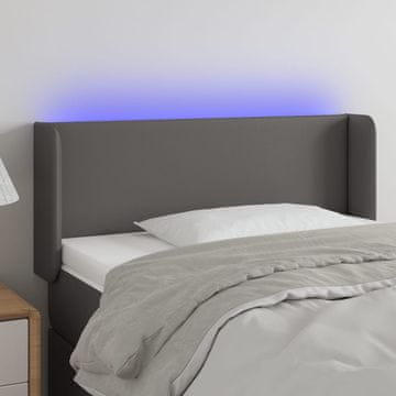 Vidaxl vidaXL Vzglavje postelje z LED svetlo sivo 83x16x78/88 cm umetno usnje