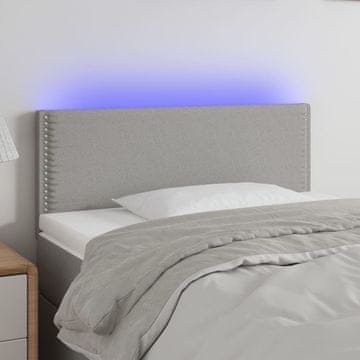 Vidaxl vidaXL Vzglavje postelje z LED svetlo sivo 90x5x78/88 cm blago