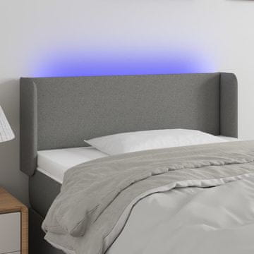 Vidaxl vidaXL Vzglavje postelje z LED diodo temno sivo 103x16x78/88 cm blago