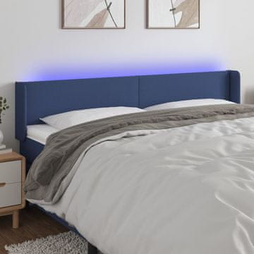 Vidaxl vidaXL Vzglavje postelje z LED modro 183x16x78/88 cm blago