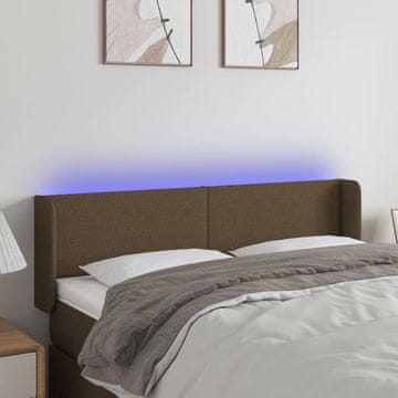 Vidaxl vidaXL Vzglavje postelje z LED diodo temno rjavo 147x16x78/88 cm blago