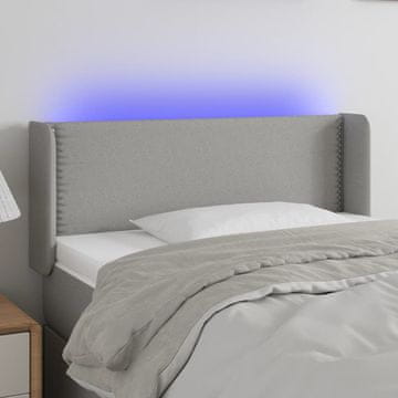 Vidaxl vidaXL Vzglavje postelje z LED svetlo sivo 93x16x78/88 cm blago