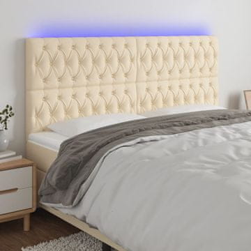 Vidaxl vidaXL Vzglavje postelje z LED zaslonom, kremno, 180x7x118/128 cm, blago