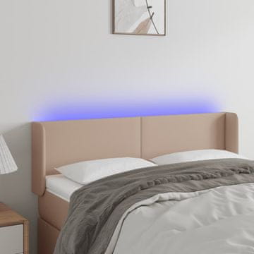 Vidaxl vidaXL LED vzglavje postelje, kapučino, 147x16x78/88 cm, umetno usnje