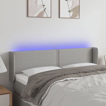 Vidaxl vidaXL Vzglavje postelje z LED svetlo sivo 147x16x78/88 cm blago