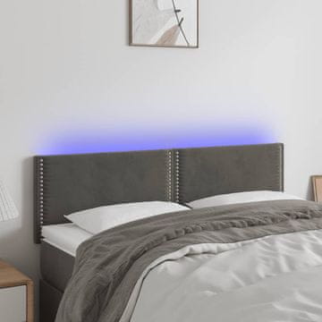 Vidaxl vidaXL Vzglavje postelje z LED diodo temno sivo 144x5x78/88 cm žamet
