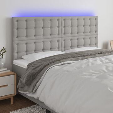 Vidaxl vidaXL Vzglavje postelje z LED svetlo sivo 160x5x118/128 cm blago