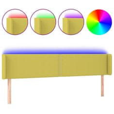 Vidaxl LED posteljno vzglavje zeleno 163x16x78/88 cm blago