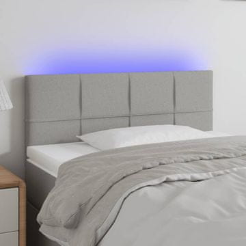 Vidaxl vidaXL Vzglavje postelje z LED svetlo sivo 90x5x78/88 cm blago