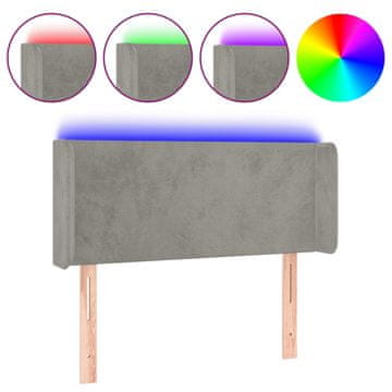 Vidaxl LED posteljno vzglavje svetlo sivo 93x16x78/88 cm žamet