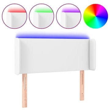 Vidaxl LED posteljno vzglavje belo 83x16x78/88 cm umetno usnje