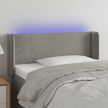 Vidaxl vidaXL Vzglavje postelje z LED svetlo sivo 83x16x78/88 cm žamet