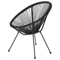 Greatstore Vrtni stol okrogel 2 kosa PVC ratan črne barve