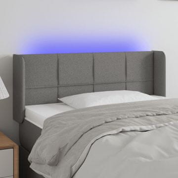 Vidaxl vidaXL Vzglavje postelje z LED diodo temno sivo 83x16x78/88 cm blago