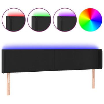 Vidaxl LED posteljno vzglavje črno 183x16x78/88 cm umetno usnje