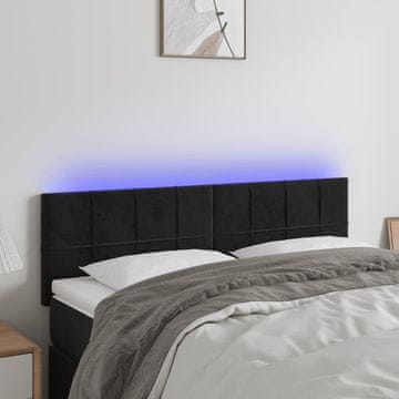Vidaxl vidaXL Vzglavje postelje z LED diodo črno 144x5x78/88 cm žamet