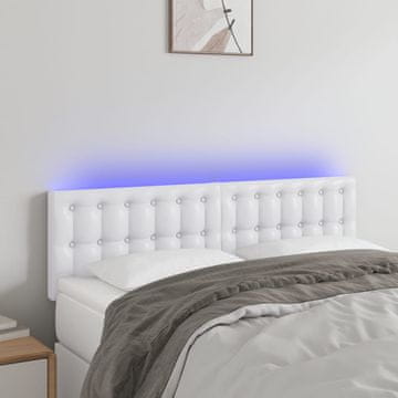 Vidaxl vidaXL Vzglavje postelje z LED diodo belo 144x5x78/88 cm umetno usnje