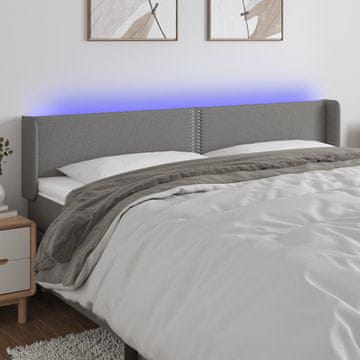Vidaxl vidaXL Vzglavje postelje z LED diodo temno sivo 203x16x78/88 cm blago