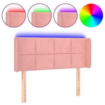 Vidaxl LED posteljno vzglavje roza 93x16x78/88 cm žamet