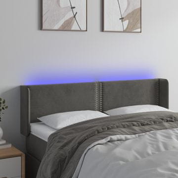 Vidaxl vidaXL Vzglavje postelje z LED diodo temno sivo 147x16x78/88 cm žamet