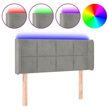 Vidaxl LED posteljno vzglavje svetlo sivo 83x16x78/88 cm žamet