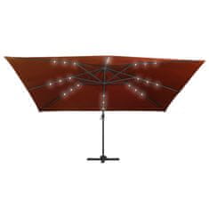 Vidaxl Vrtni senčnik z LED lučkami terakota 400x300 cm